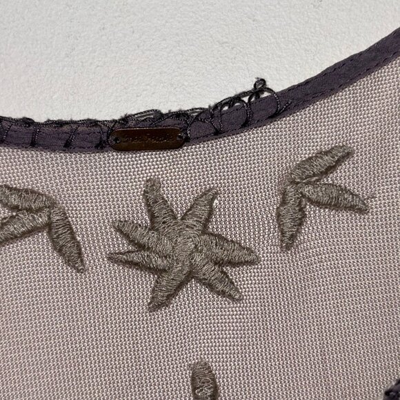 FREE PEOPLE Blouse Women's Top Blouse  Sheer Lace Long Sleeve Gray no size tag - Picture 14 of 16